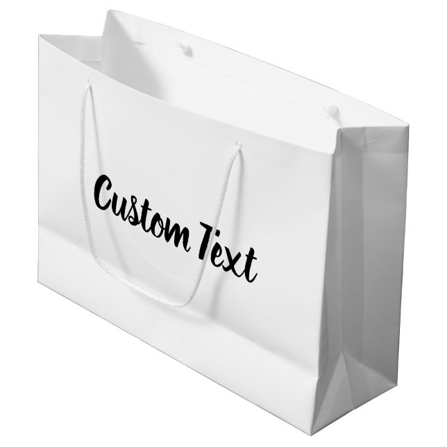 Elegant Black Script Text Template White Large Gift Bag (Front Angled)