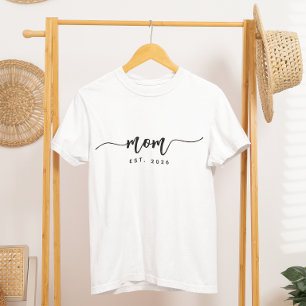 Elegant Black Script Typography Established Mom T-Shirt