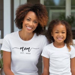 Elegant Black Script Typography Established Mom T-Shirt