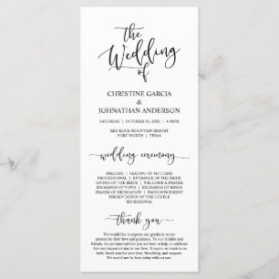 Elegant Black Script, Wedding Ceremony Program