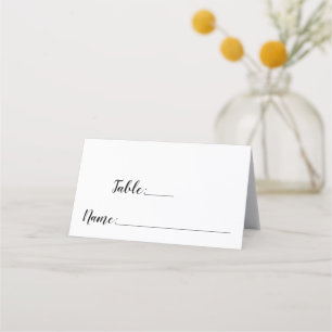 Elegant Black Script Wedding Table Number Seating Place Card