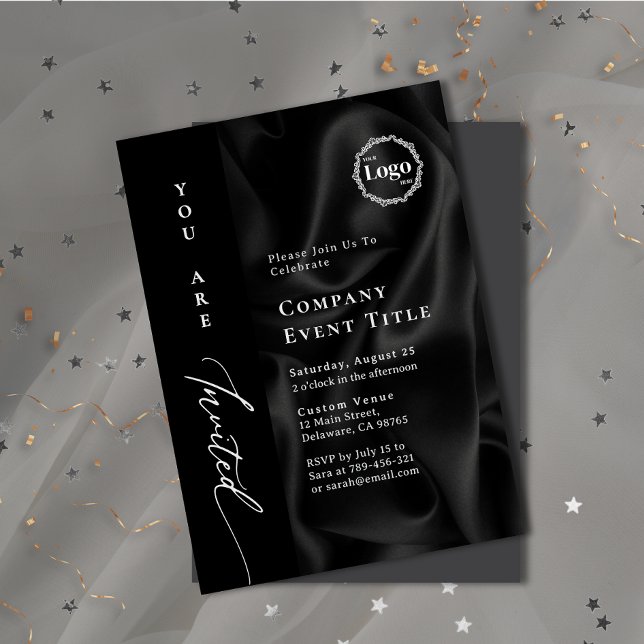 Elegant Black Script You are Invited Company Event Invitation (Property Photo Background Typography Open House Invitation)