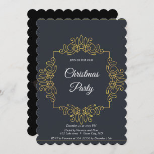 Elegant black sequined stars invitation