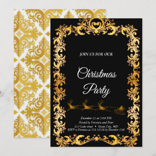 Elegant black sequined stars invitation