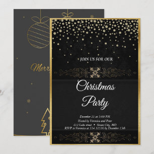 Elegant black sequined stars invitation