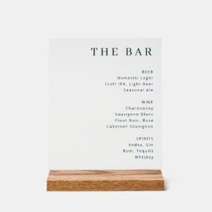 Elegant Black Serif Bar Menu Sign