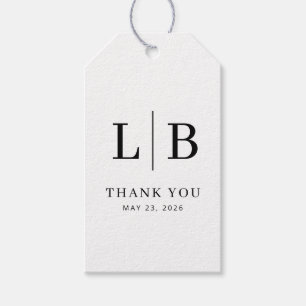 Elegant Black Serif Thank You Gift Tag
