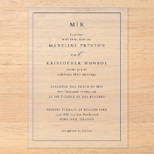 Elegant Black Serif Wedding Invitation