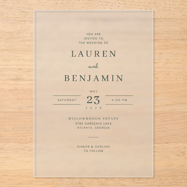 Elegant Black Serif Wedding Invitation (Front)
