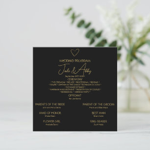 Elegant Black Shiny Love Heart Wedding Black Program