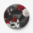 Elegant Black Silk Floral & Lace Masquerade Party