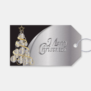 Elegant Black, Silver and Gold Christmas Gift Tags
