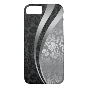 Elegant Black & Silver Damasks Dynamic Stripes Case-Mate iPhone Case