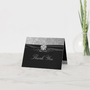 Elegant Black & Silver Diamond Thank You card