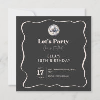 Elegant Black & Silver Disco Ball 18th Birthday