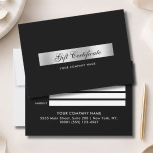 Elegant  Black Silver  Gift Certficate