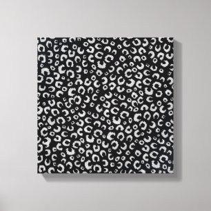 Elegant Black Silver Glitter Leopard Pattern Canvas Print