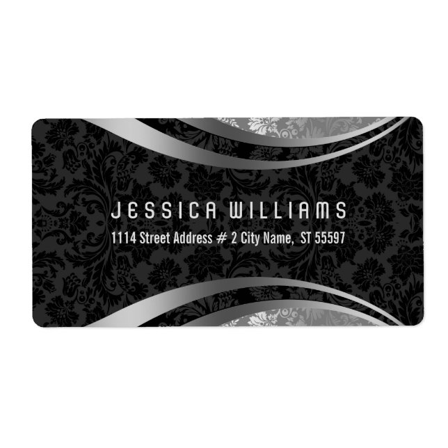 Elegant Black & Silver Grey Vintage Floral Damasks (Front)