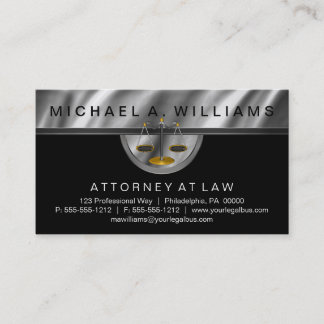Elegant Black | Silver Lawyer Legal Law Business Card
