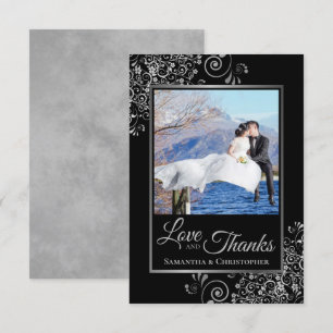 Élégant Black & Silver Love & Merci Mariage