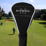 Elegant Black Silver Monogram Custom Name Golf Head Cover<br><div class="desc">Customize the text, and easily create your personalized golf head cover. Click EDIT to change the text colour or background colour. You can TRANSFER this DESIGN on other Zazzle products and adjust it to fit most of the Zazzle items. Standard Studio designs are made in high-resolution graphics for professional print....</div>