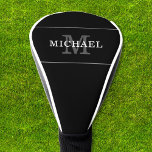 Elegant Black Silver Monogram Custom Name Golf Head Cover<br><div class="desc">Customize the text, and easily create your personalized golf head cover. Click EDIT to change the text colour or background colour. You can TRANSFER this DESIGN on other Zazzle products and adjust it to fit most of the Zazzle items. Standard Studio designs are made in high-resolution graphics for professional print....</div>