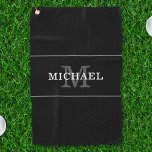 Elegant Black Silver Monogram Custom Name Golf Towel<br><div class="desc">Customize the text, and easily create your personalized golf towel. Click EDIT to change the text colour or background colour. You can TRANSFER this DESIGN on other Zazzle products and adjust it to fit most of the Zazzle items. Standard Studio designs are made in high-resolution graphics for professional print. Thank...</div>