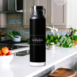 Elegant Black Silver Monogram Custom Name Water Bottle<br><div class="desc">Customize the text, and easily create your personalized water bottle. Click EDIT DESIGN to change the text colour or background colour. You can TRANSFER this DESIGN to other Zazzle products and adjust it to fit most Zazzle items. Standard Studio designs are made in high-resolution graphics for professional print. Thank you...</div>