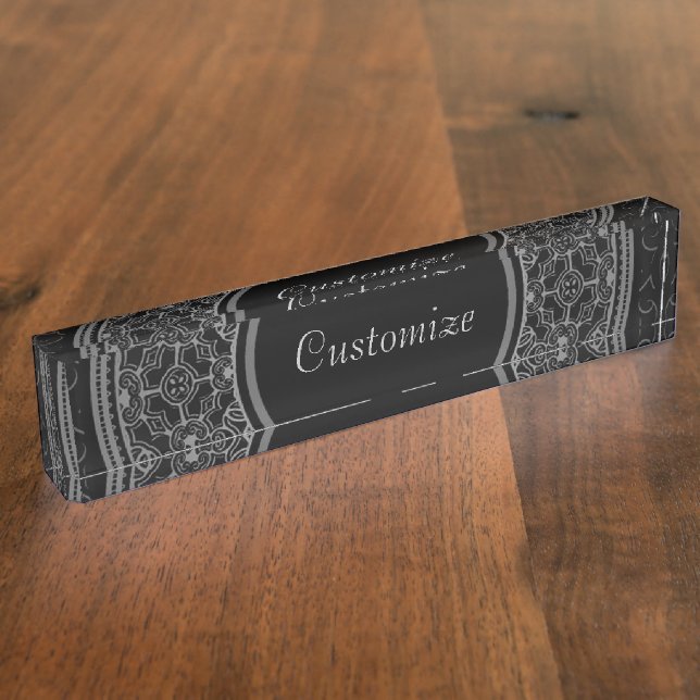 Elegant Black & Silver Nameplate (Side)
