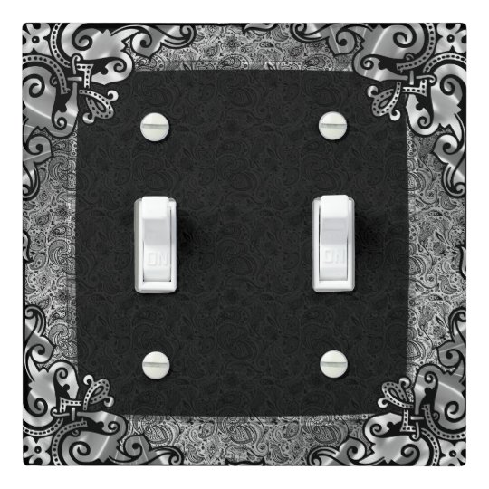 Elegant Black & Silver Vintage Floral Frame Light Switch Cover Zazzle.ca