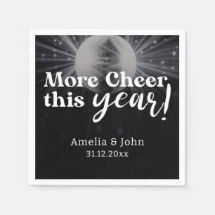 Elegant Black Silver White New Year's Eve Wedding Napkin