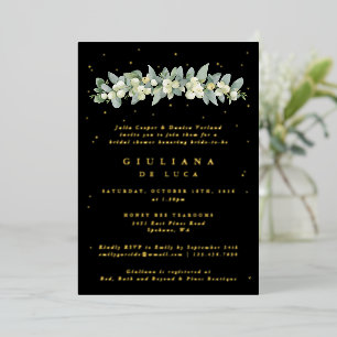 Elegant Black Snowberry+Eucalyptus Bridal Shower