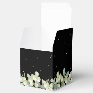 Elegant Black Snowberry+Eucalyptus Bridal Shower Favor Box
