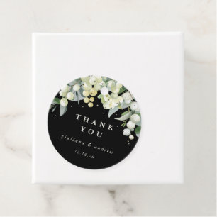 Elegant Black Snowberry+Eucalyptus Wedding Favour Tags
