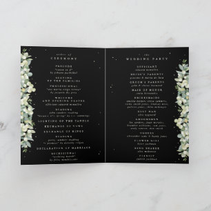 Elegant Black Snowberry+Eucalyptus Winter Wedding Program
