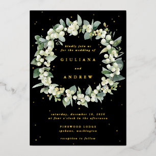 Elegant Black Snowberry+Eucalyptus Wreath Wedding
