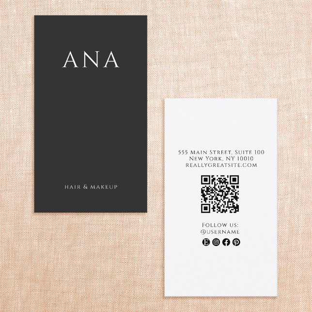 Elegant Black Social Media QR Code Business Card (Creator Uploaded)