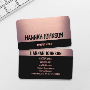 Elegant Black & Soft Rose Gold Business Card