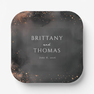 Elegant Black Sparkling Smoky Paper Plate