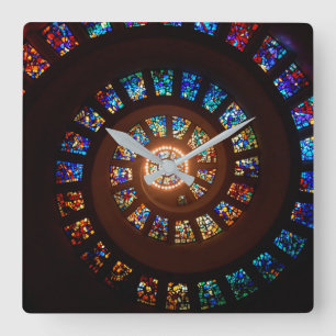 Elegant Black Stained Glass Swirl Pattern Clock