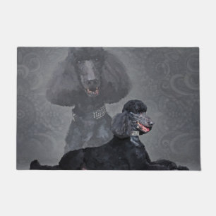Elegant Black Standard Poodle Composition Doormat