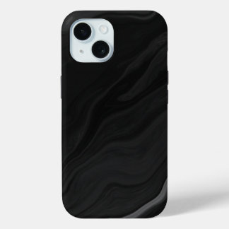 Elegant Black Stone Marble Pattern iPhone 15 Case