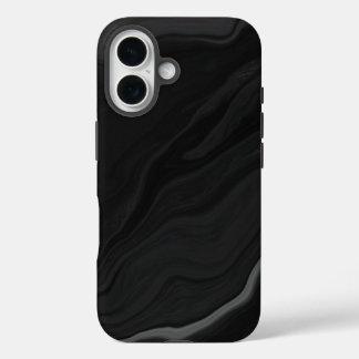 Elegant Black Stone Marble Pattern iPhone 16 Case