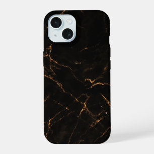 Elegant Black Stone Marble Pattern iPhone 15 Case