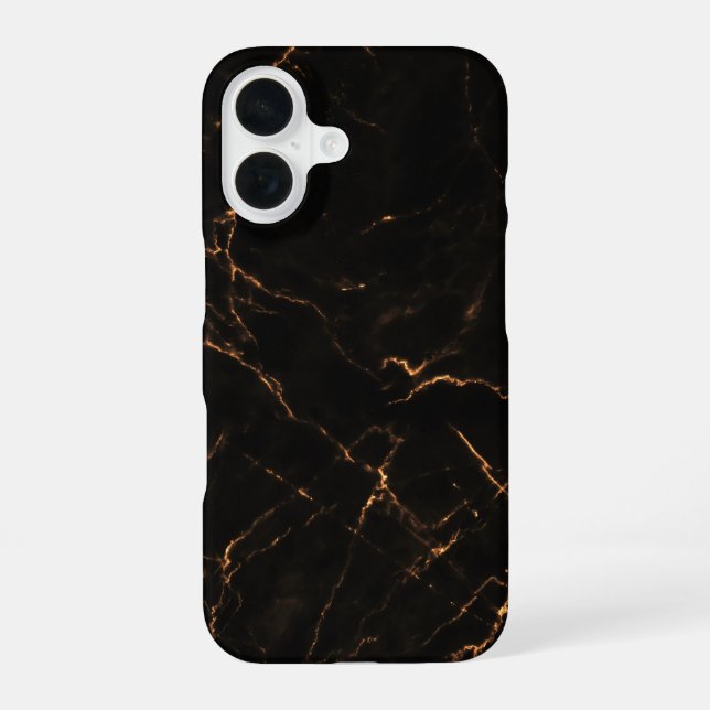 Elegant Black Stone Marble Pattern iPhone 16 Case (Back)