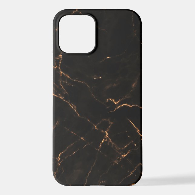 Elegant Black Stone Marble Pattern iPhone Case (Back)