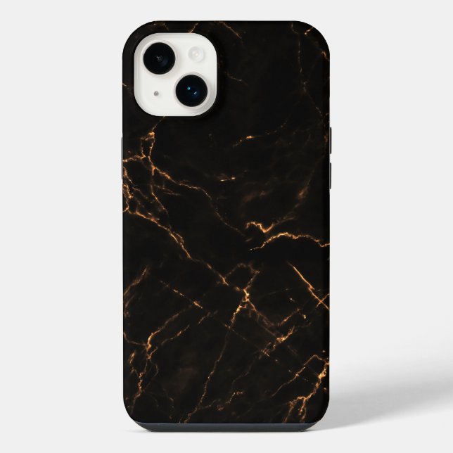 Elegant Black Stone Marble Pattern iPhone Case (Back)
