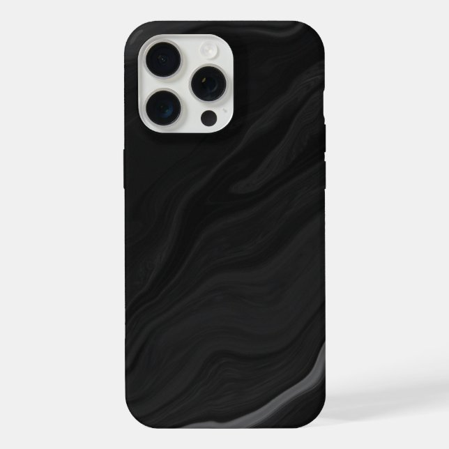 Elegant Black Stone Marble Pattern iPhone Case (Back)