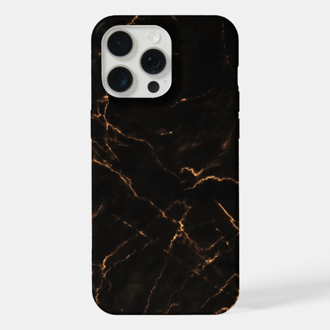 Elegant Black Stone Marble Pattern iPhone Case (Back)