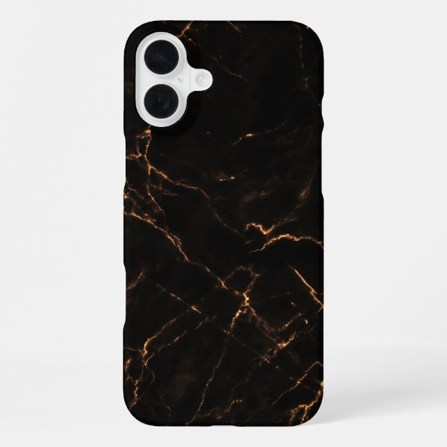 Elegant Black Stone Marble Pattern iPhone Case (Back)